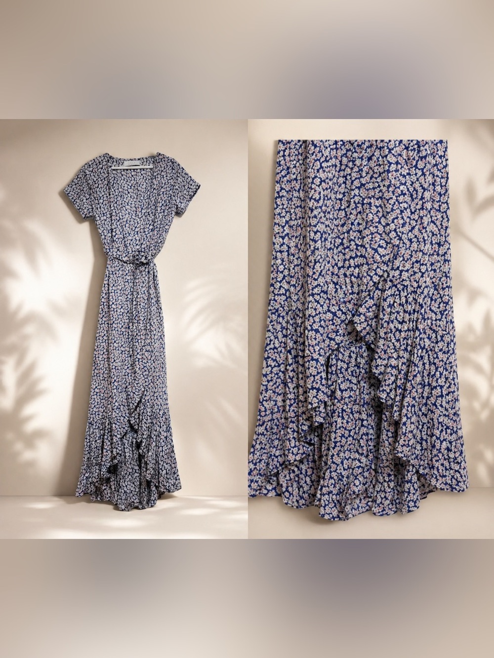Auguste The Label Blue Floral Wrap Maxi Dress